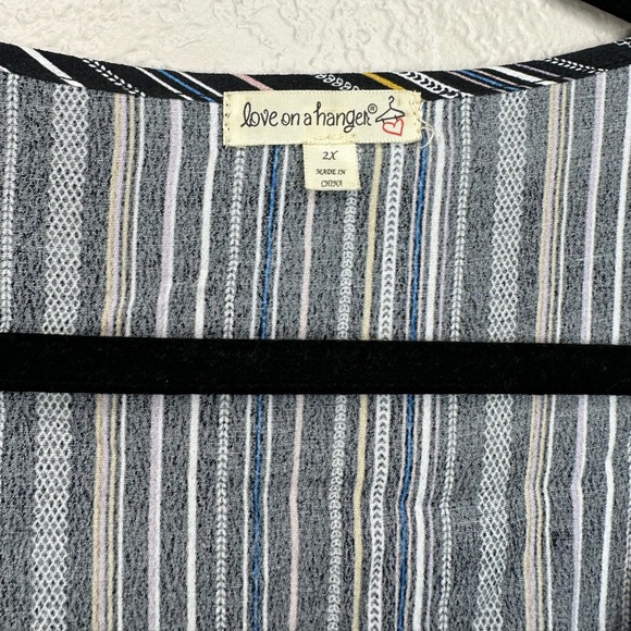 Love on a Hanger Multi-Colored Striped Tank Blouse Top Lace 2X - Picture 3 of 5